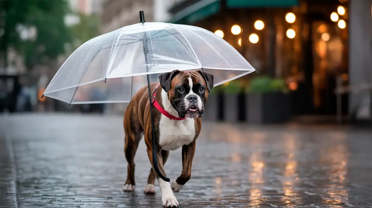 Pasear a tu perro bajo la lluvia: lo que debes tomar en cuenta